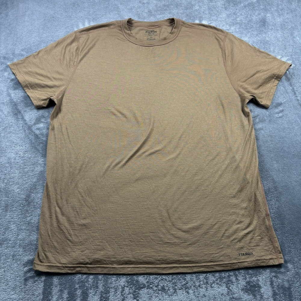 Filson Shirt Mens 2XL Brown 100% Merino Wool Short Sleeve T-Shirt Base Layer